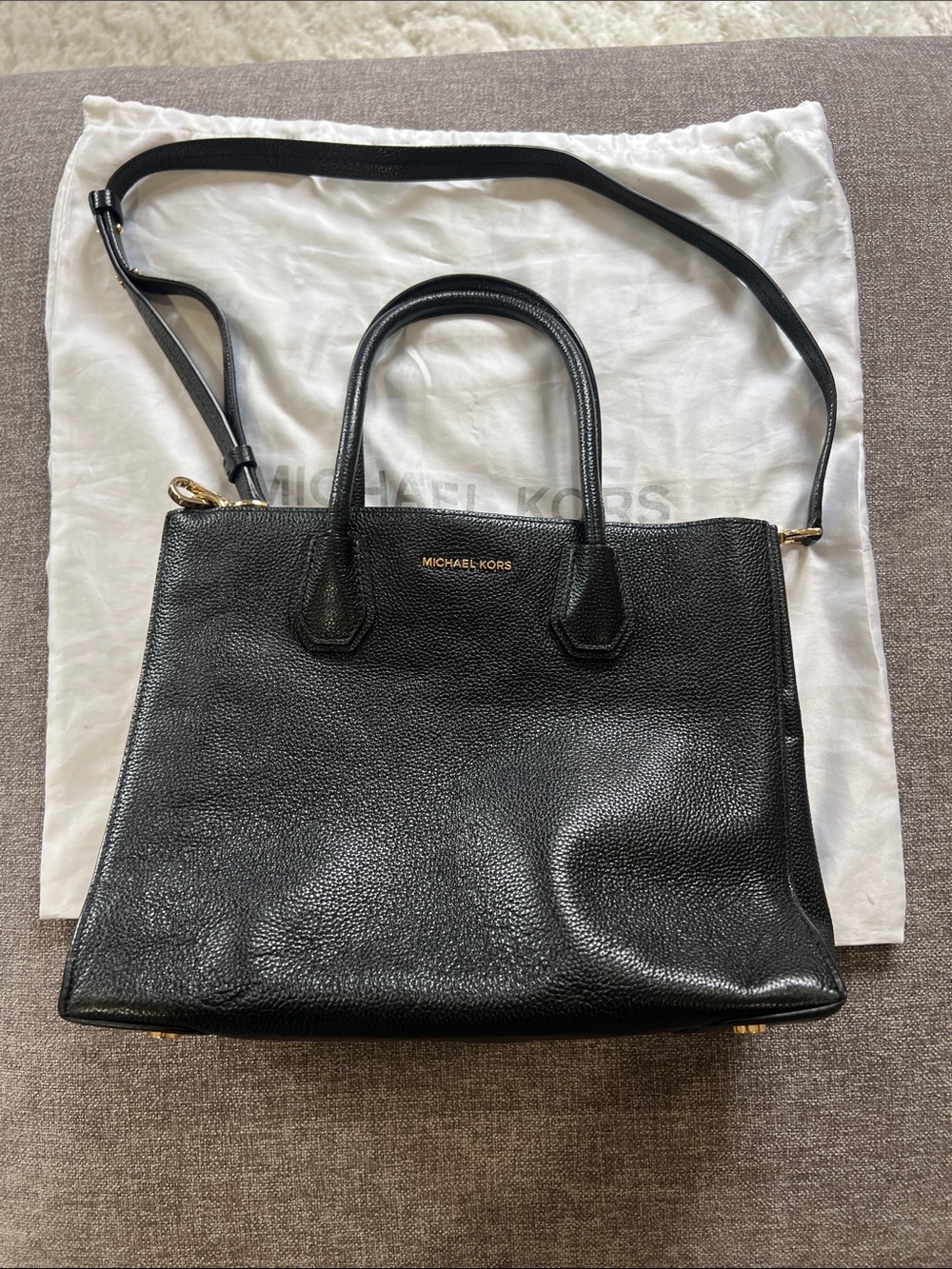 Michael Kors Black Pebbled Mercer Large Leather tote with Removable Strap